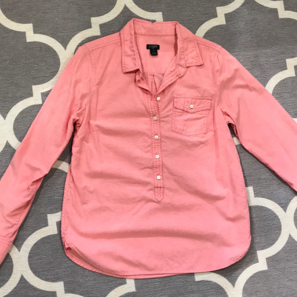 J Crew Button down polo top red small